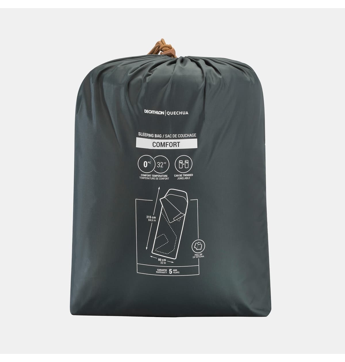 کیسه خواب کمپینگ Decathlon Quechua دمای راحتی 0°C خاکی مدل Arpenaz کیسه خواب کمپینگ Decathlon Quechua دمای راحتی 0°C خاکی مدل Arpenaz
