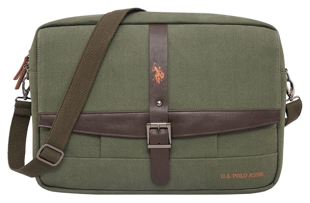 کیف پستچی مردانه U.S. Polo Assn کتانی با جای لپتاپ مدل 24544 خاکی کیف پستچی مردانه U.S. Polo Assn کتانی با جای لپتاپ مدل 24544 خاکی