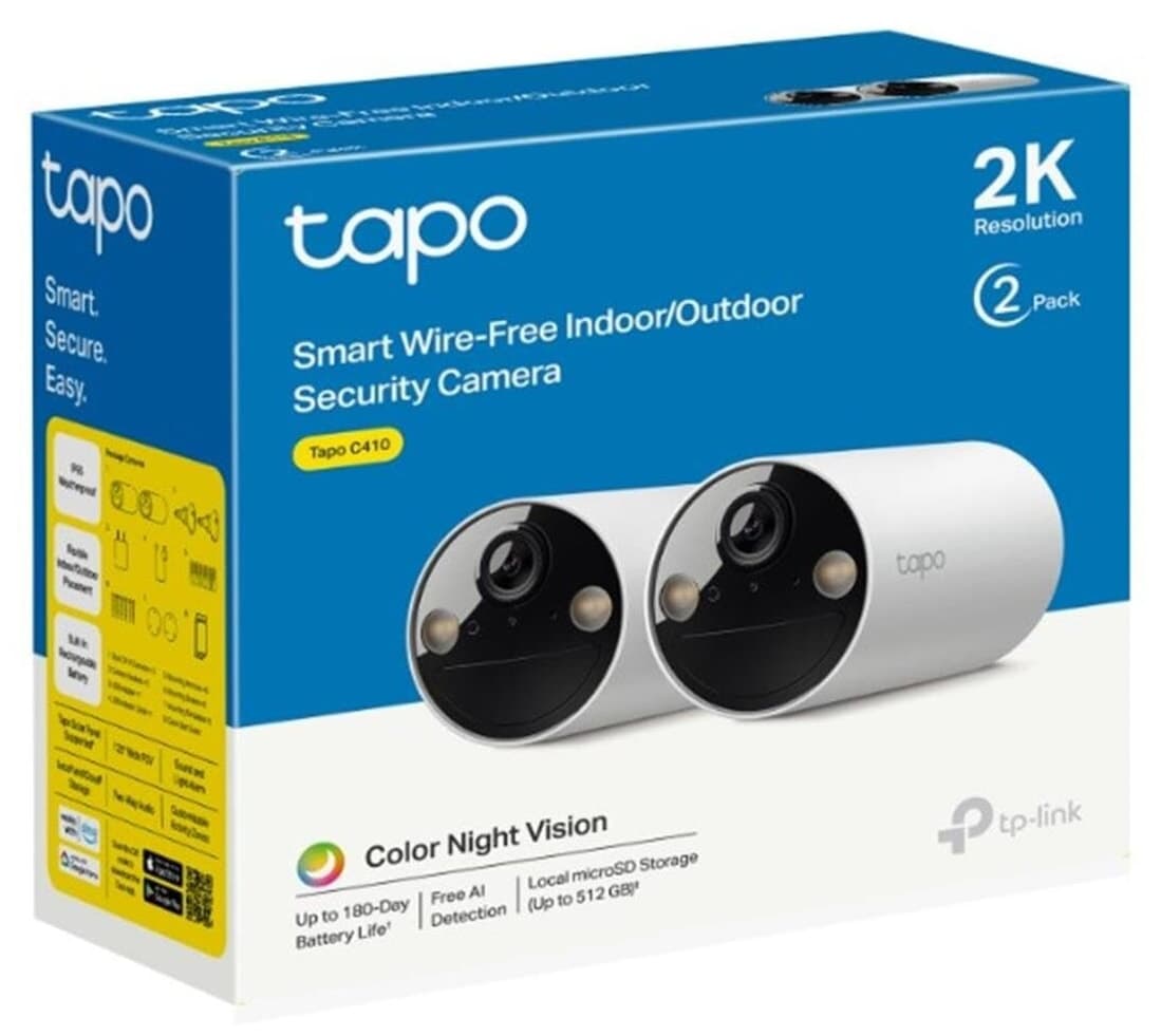 دوربین مداربسته tapo ۳MP دید شبانه رنگی شارژی بسته ۲ تایی مدل C410 دوربین مداربسته tapo ۳MP دید شبانه رنگی شارژی بسته ۲ تایی مدل C410