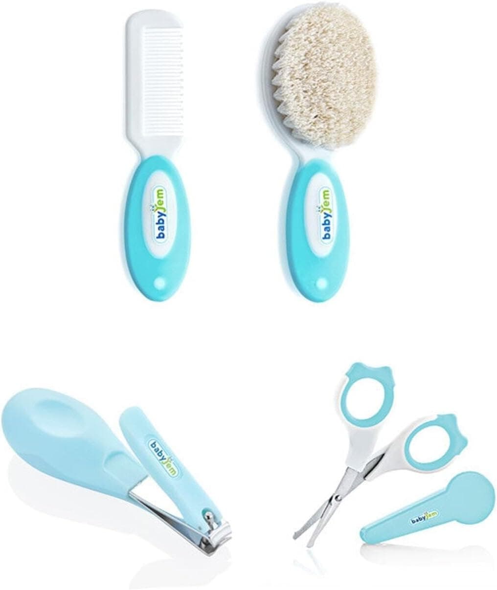 ست مراقبت نوزاد Babyjem سهتکه برس و شانه، قیچی ناخن و ناخنگیر آبی مدل 86810492153-2 ست مراقبت نوزاد Babyjem سهتکه برس و شانه، قیچی ناخن و ناخنگیر آبی مدل 86810492153-2