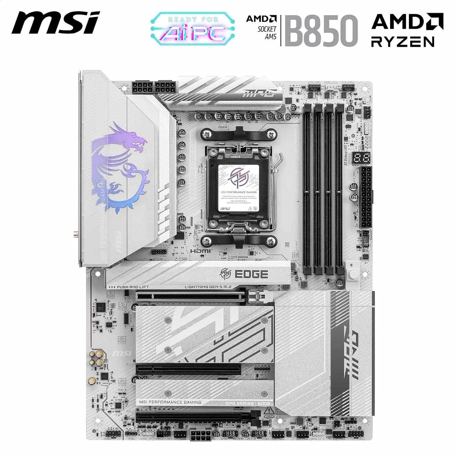 مادربرد MSI MPG B850 EDGE TI WIFI AM5 DDR5 8400MHZ(OC) ATX مادربرد MSI MPG B850 EDGE TI WIFI AM5 DDR5 8400MHZ(OC) ATX