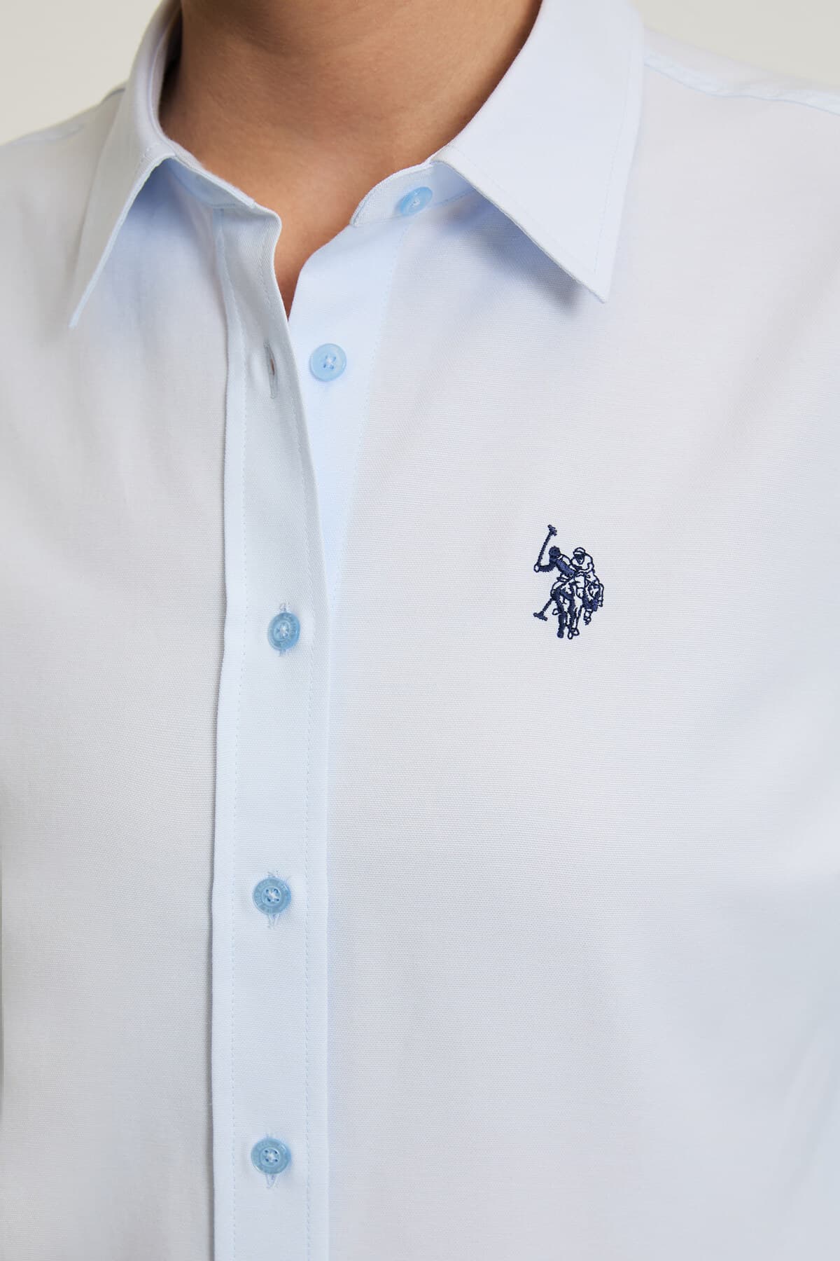 پیراهن زنانه U.S. Polo Assn. ساده آبی روشن آستینبلند مدل 50324791-VR003 پیراهن زنانه U.S. Polo Assn. ساده آبی روشن آستینبلند مدل 50324791-VR003