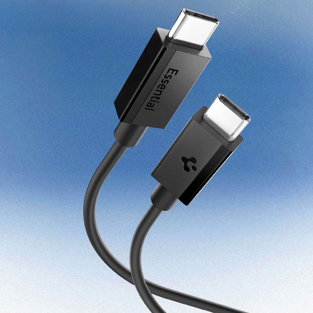 کابل USB-C به USB-C یکمتری Spigen با توان 60W و سرعت 480 Mbps مشکی مدل ACA08718 کابل USB-C به USB-C یکمتری Spigen با توان 60W و سرعت 480 Mbps مشکی مدل ACA08718