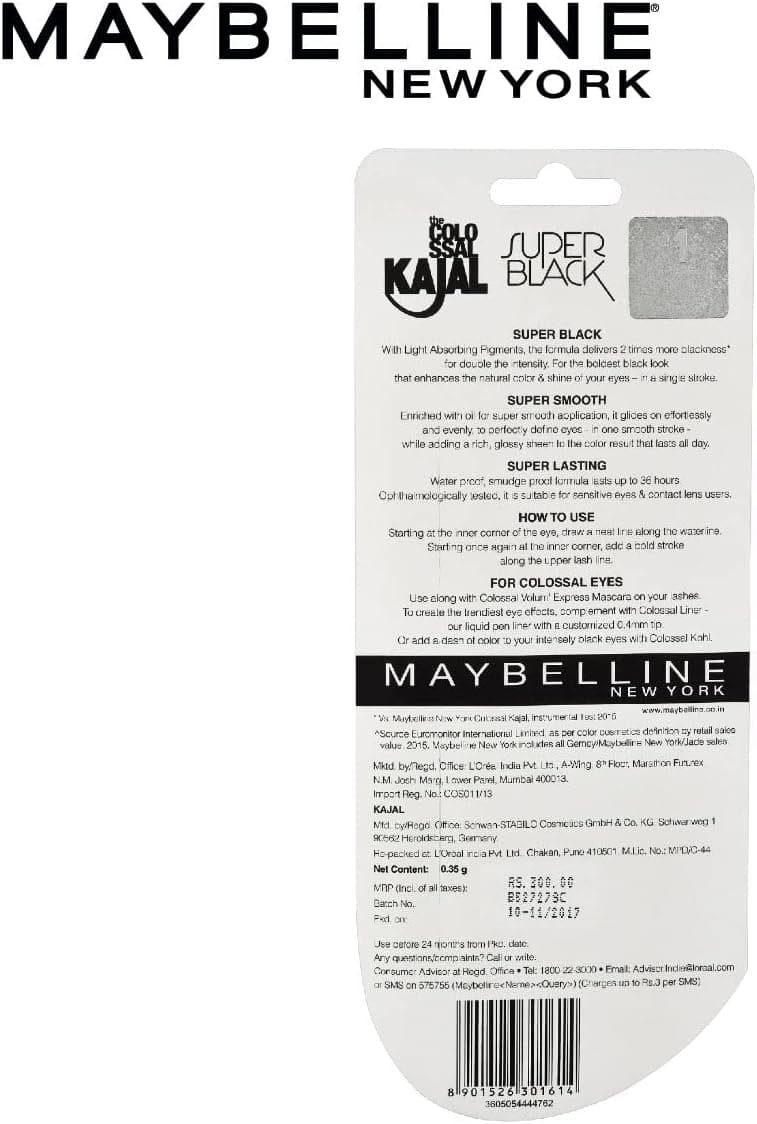 مداد چشم MAYBELLINE مشکی مدل Colossal Kajal 0.35G مداد چشم MAYBELLINE مشکی مدل Colossal Kajal 0.35G