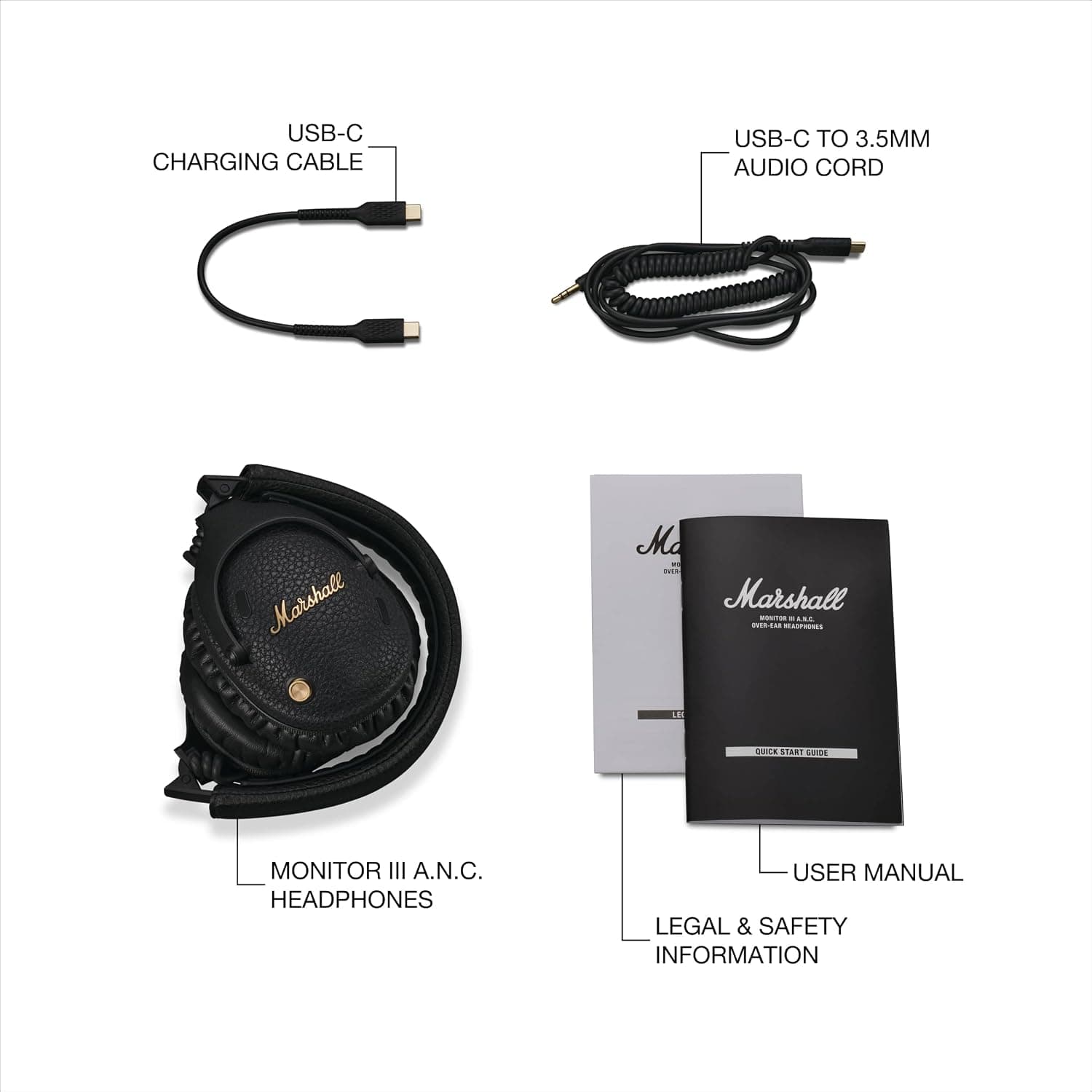 هدفون بلوتوثی Marshall Monitor III با حذف نویز فعال، 70 ساعت پخش، مشکی هدفون بلوتوثی Marshall Monitor III با حذف نویز فعال، 70 ساعت پخش، مشکی