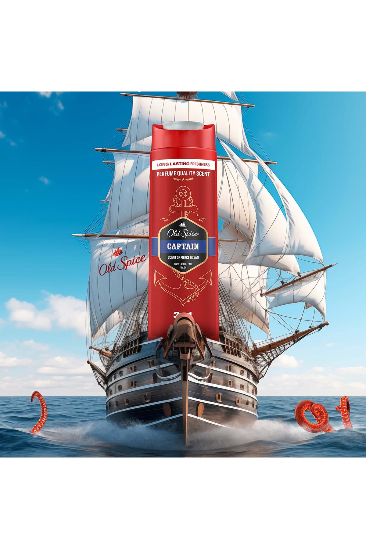 ژل دوش و شامپو مردانه Old Spice Captain، 400 ml x 3 عدد ژل دوش و شامپو مردانه Old Spice Captain، 400 ml x 3 عدد