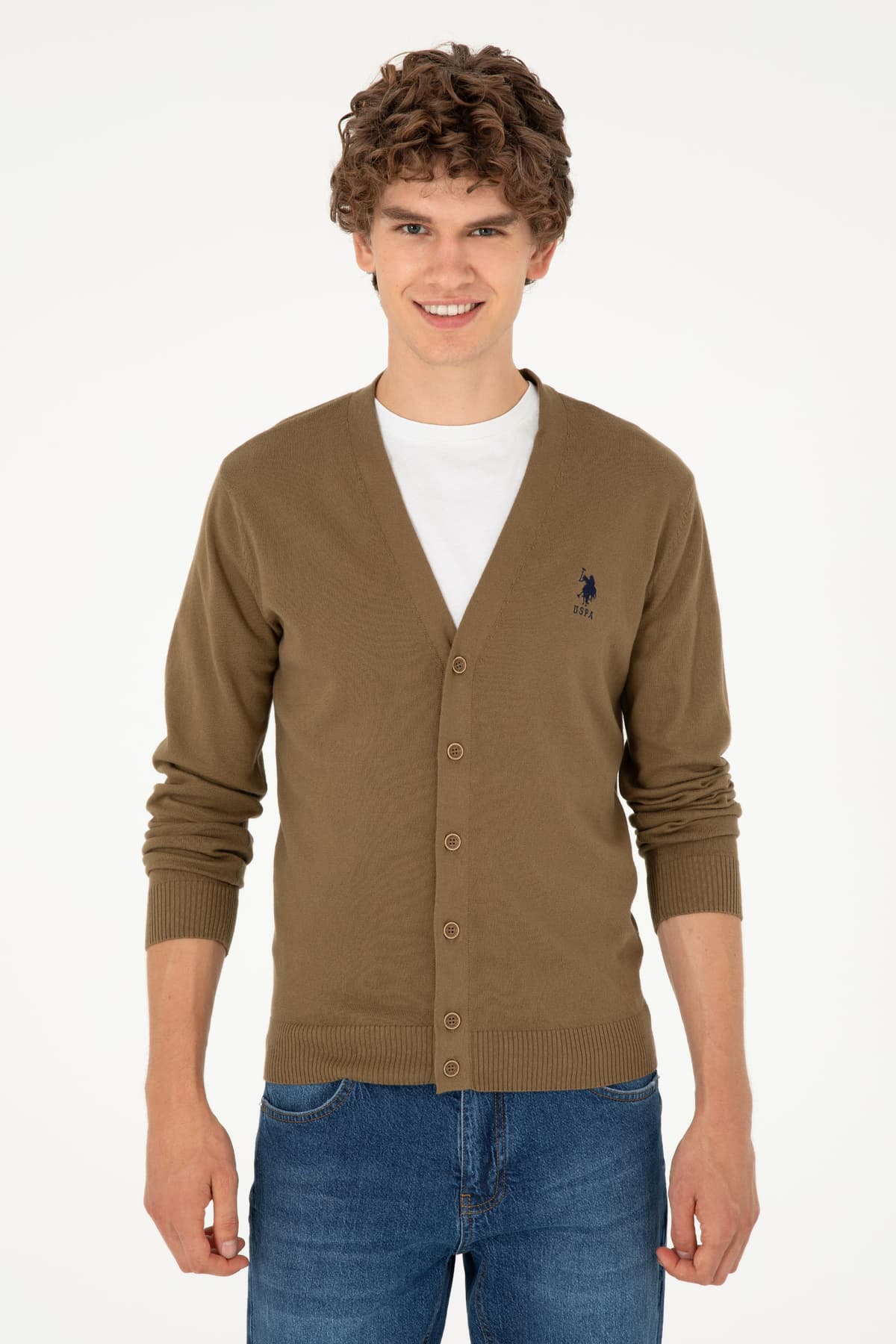 کاردیگان بافت مردانه U.S. Polo Assn. خاکی بیسیک مدل 50293531-VR027 کاردیگان بافت مردانه U.S. Polo Assn. خاکی بیسیک مدل 50293531-VR027