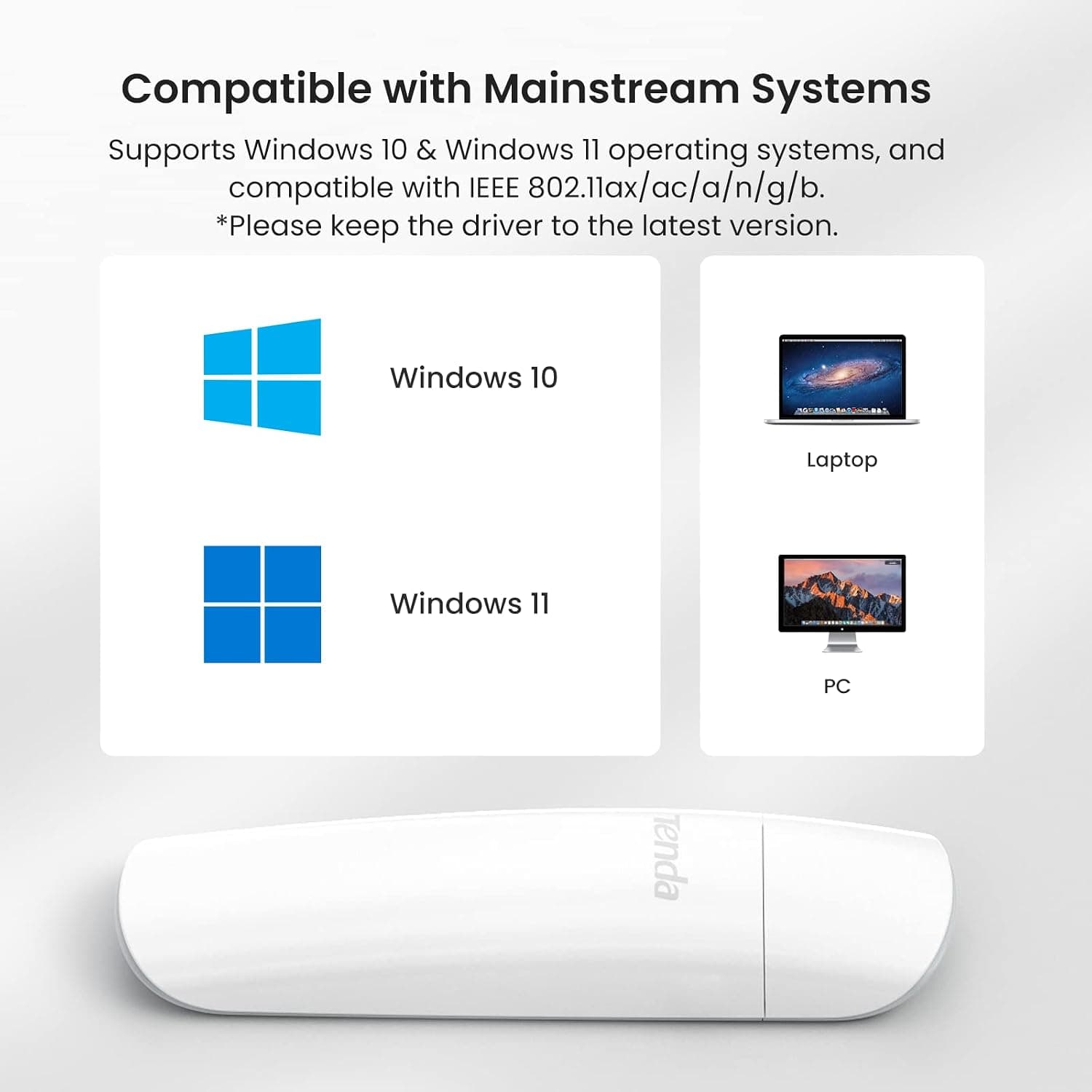 آداپتور وایفای USB Tenda مدل U18 WiFi 6 AX1800 دوباند سفید آداپتور وایفای USB Tenda مدل U18 WiFi 6 AX1800 دوباند سفید