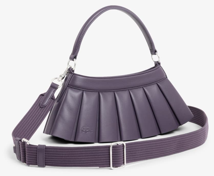 کیف دوشی زنانه Lacoste چرمی بنفش مدل H Lenglen کیف دوشی زنانه Lacoste چرمی بنفش مدل H Lenglen