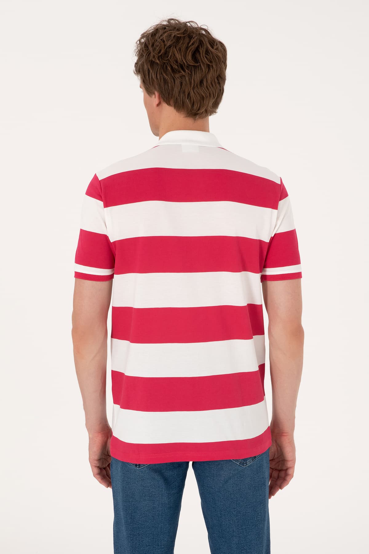 تیشرت مردانه U.S. Polo Assn. فیت معمولی یقه پولو راهراه گیلاسی مدل 50306827-VR223 تیشرت مردانه U.S. Polo Assn. فیت معمولی یقه پولو راهراه گیلاسی مدل 50306827-VR223