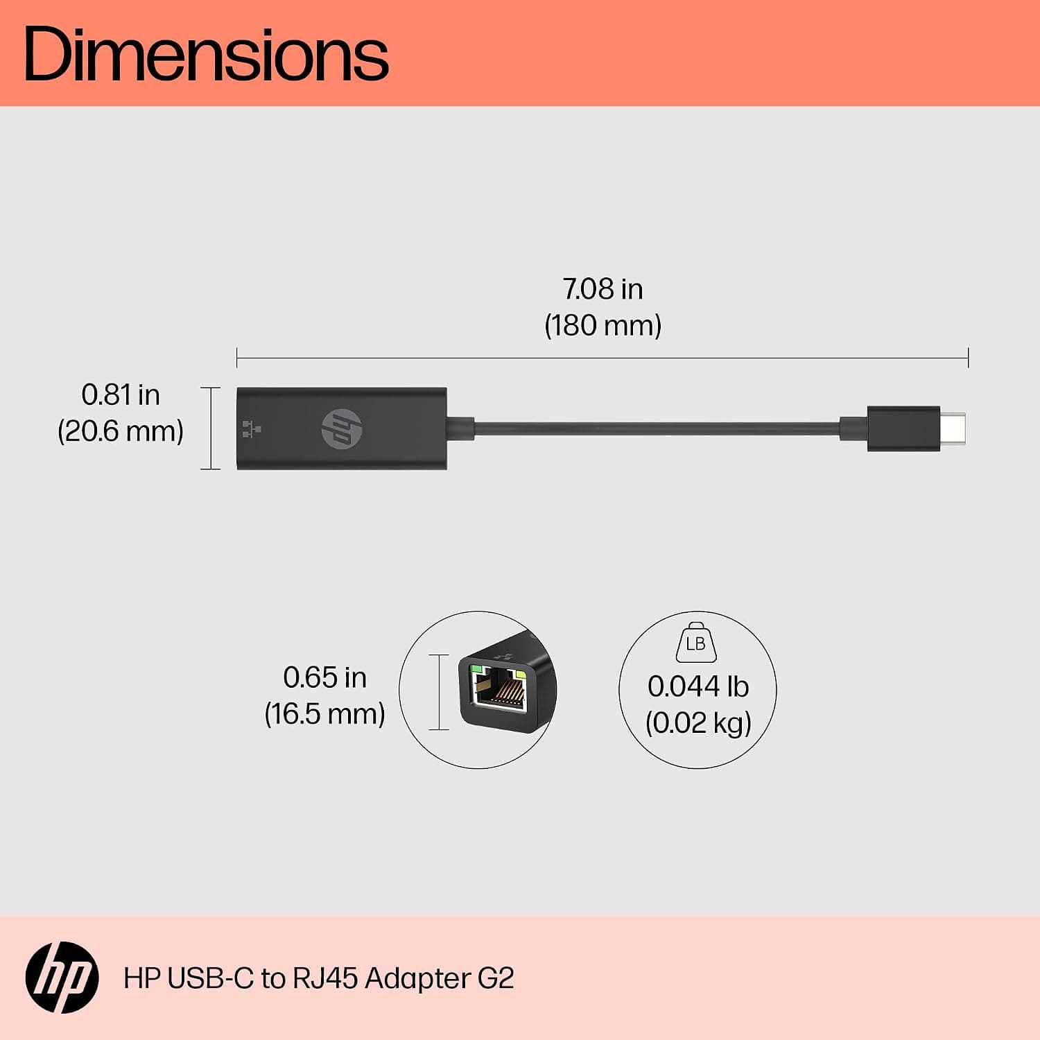 مبدل USBC به RJ45 HP مدل G2 مبدل USBC به RJ45 HP مدل G2