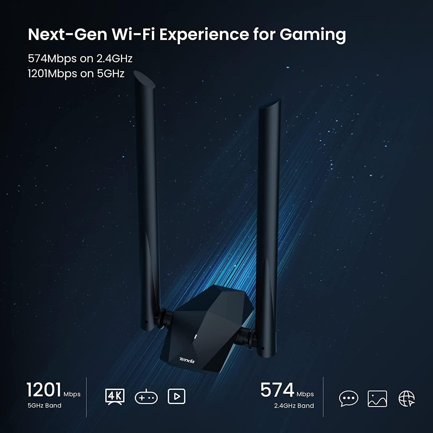 آداپتور Wi-Fi 6 USB 3.0 دو بانده Tenda مدل U18a AX1800 مشکی آداپتور Wi-Fi 6 USB 3.0 دو بانده Tenda مدل U18a AX1800 مشکی