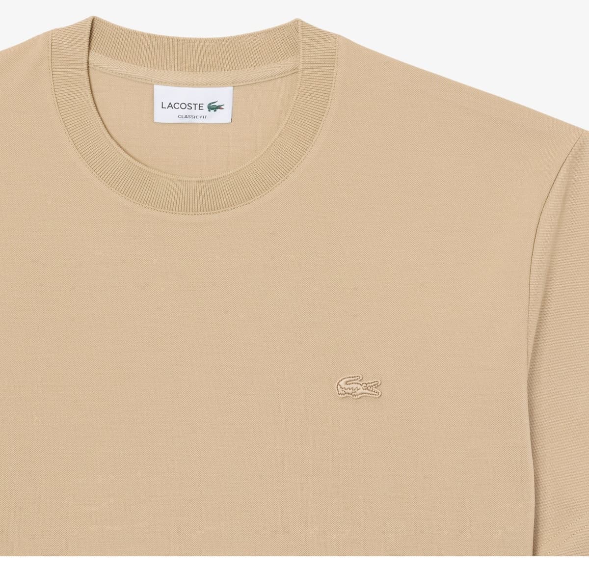 تیشرت مردانه Lacoste فیت کلاسیک یقه گرد بژ تیشرت مردانه Lacoste فیت کلاسیک یقه گرد بژ