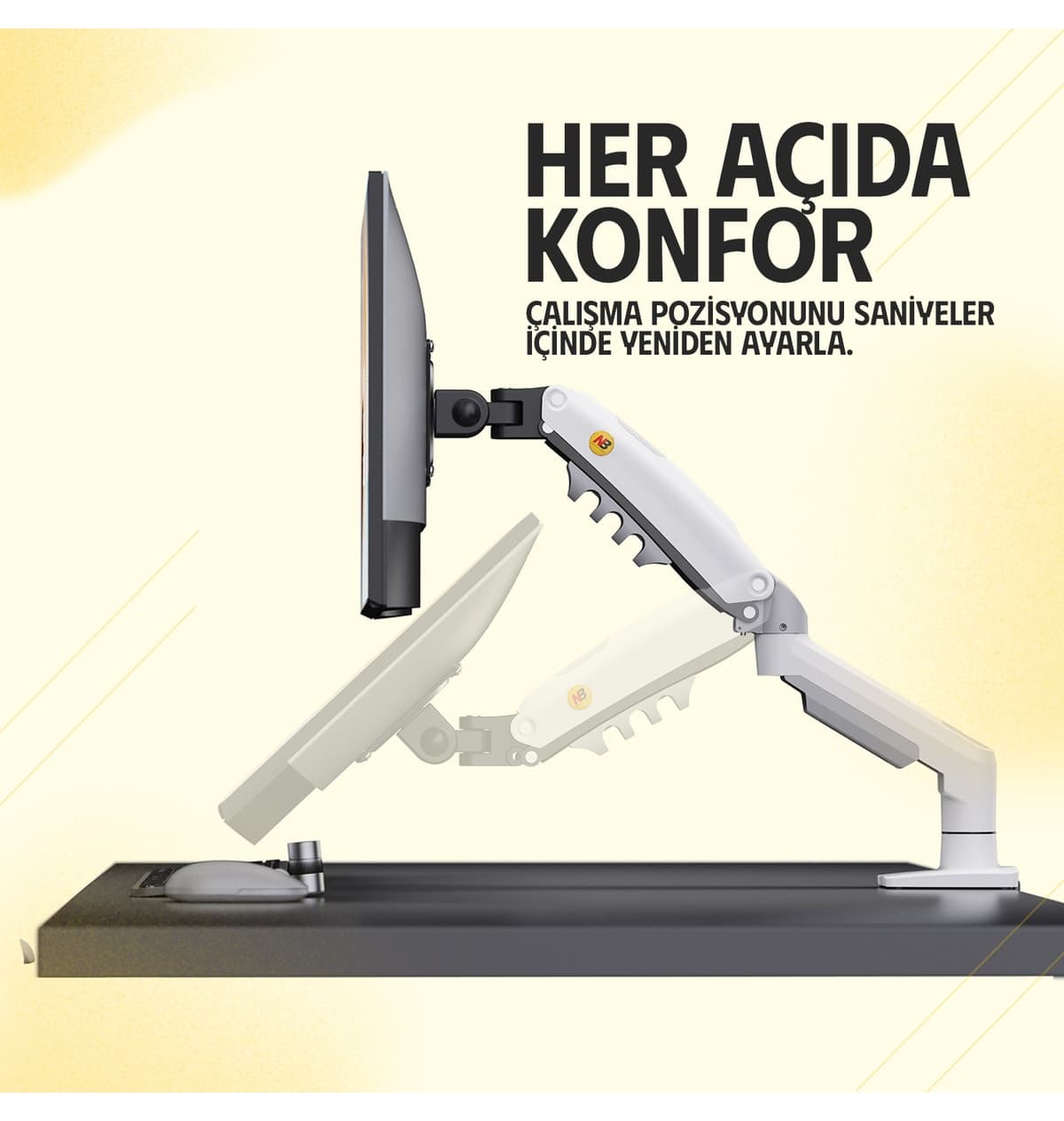 پایه مانیتور Ergoflex NB F80 ارگونومیک سفید با بازوی کمکفنردار مناسب مانیتورهای 17-32inch و 2-9 Kg پایه مانیتور Ergoflex NB F80 ارگونومیک سفید با بازوی کمکفنردار مناسب مانیتورهای 17-32inch و 2-9 Kg