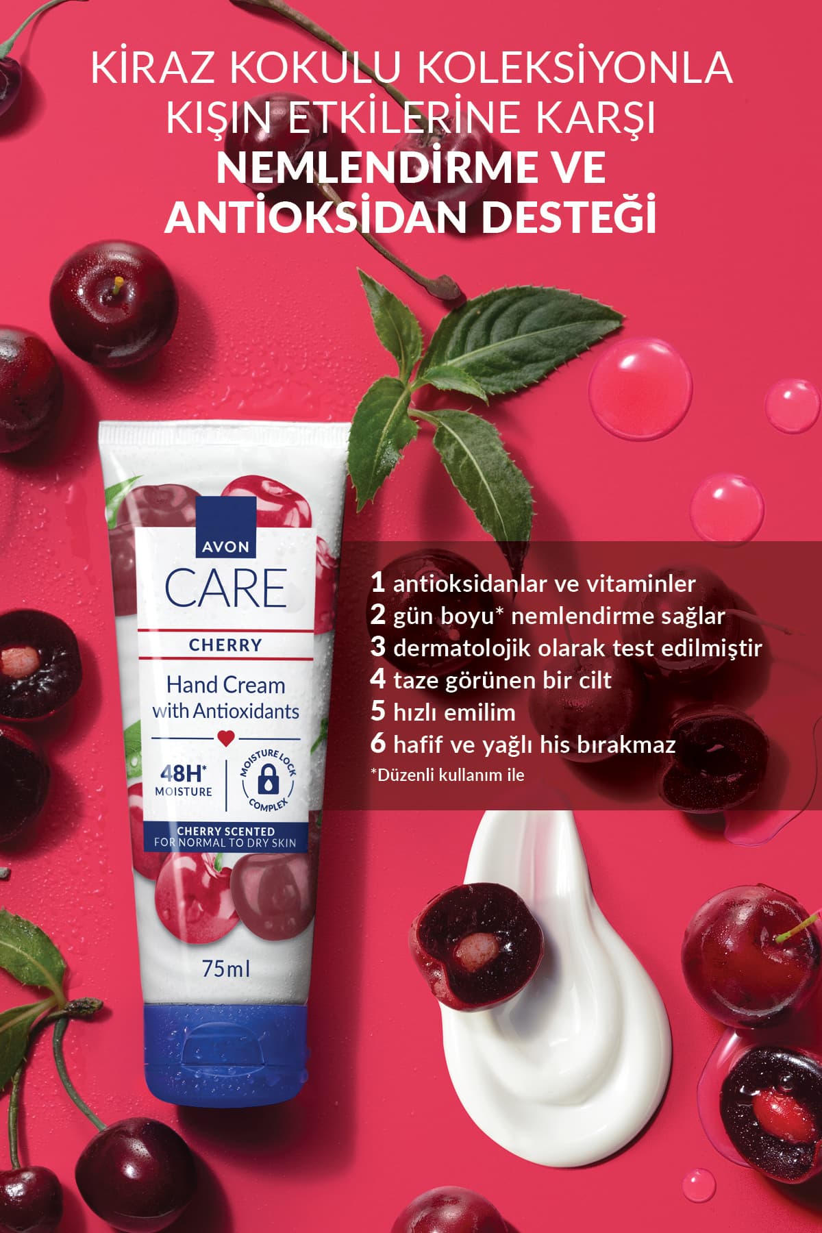 کرم دست Avon Care با رایحه گیلاس 75ml بسته دوتایی کرم دست Avon Care با رایحه گیلاس 75ml بسته دوتایی