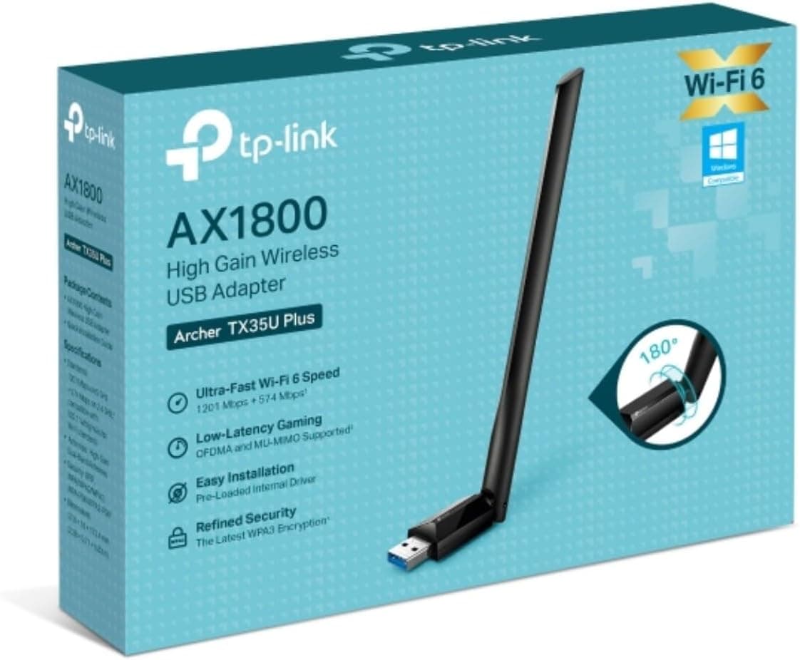 آداپتور USB بیسیم برای کامپیوتر و لپتاپ TP-Link دو بانده Wi-Fi 6 با سرعت 1800 Mbps مدل Archer TX35U Plus آداپتور USB بیسیم برای کامپیوتر و لپتاپ TP-Link دو بانده Wi-Fi 6 با سرعت 1800 Mbps مدل Archer TX35U Plus
