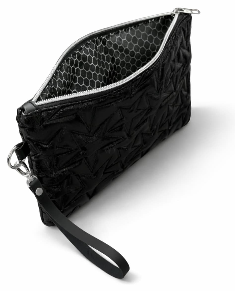 کیف دستی زنانه Adelina Bags کلاچ مشکی گلدوزی ستارهای آستر ساتن بند مچی کیف دستی زنانه Adelina Bags کلاچ مشکی گلدوزی ستارهای آستر ساتن بند مچی