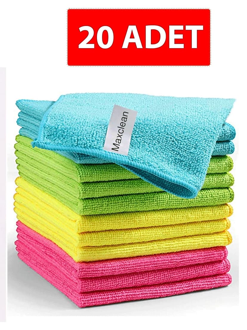 دستمال میکروفایبر MaxClean 20 عددی 40x40 برای آشپزخانه، کف و حمام دستمال میکروفایبر MaxClean 20 عددی 40x40 برای آشپزخانه، کف و حمام