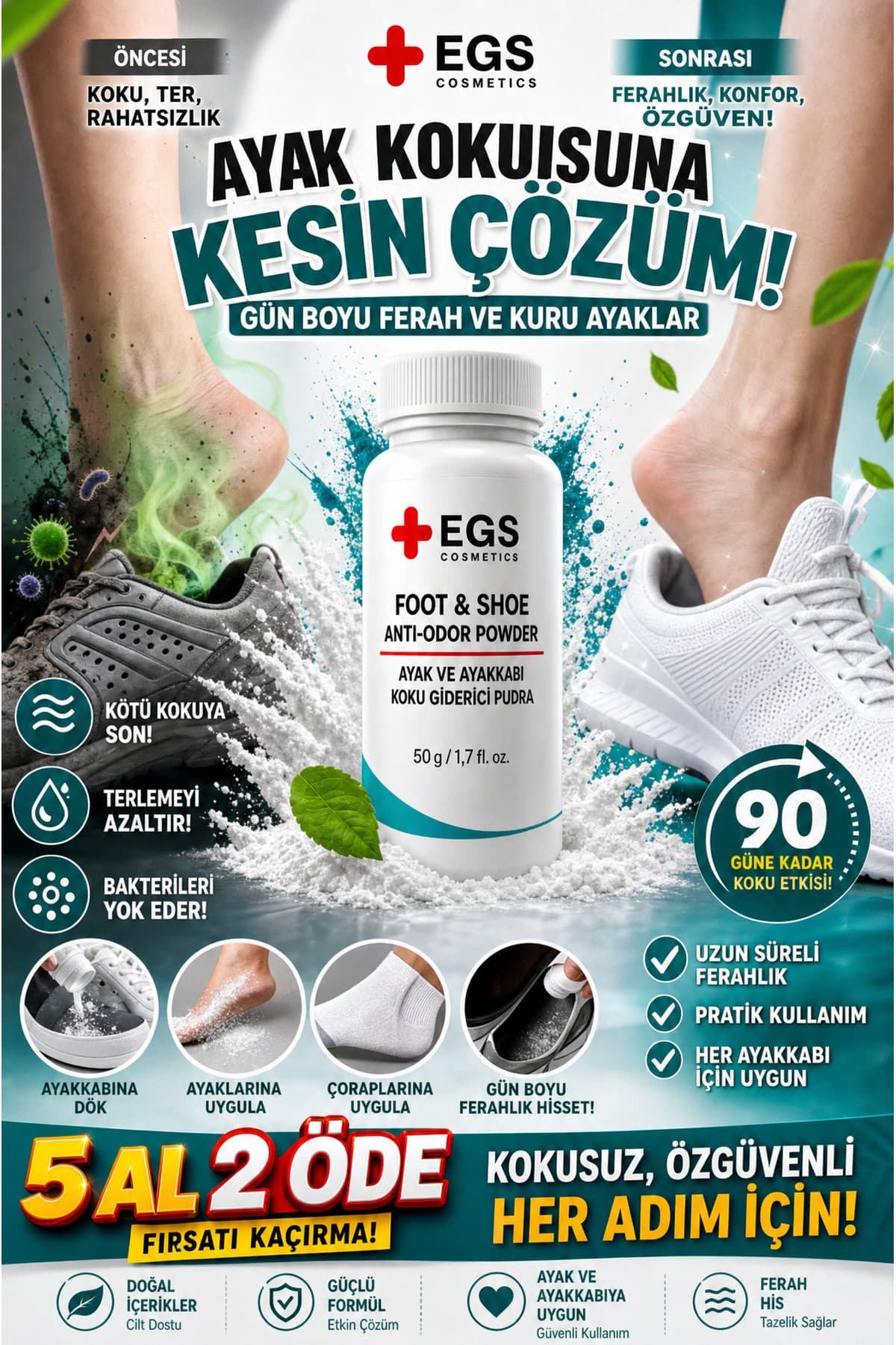 پودر ضد بوی پا و کفش EGŞ COSMETİCS 50 gr پودر ضد بوی پا و کفش EGŞ COSMETİCS 50 gr