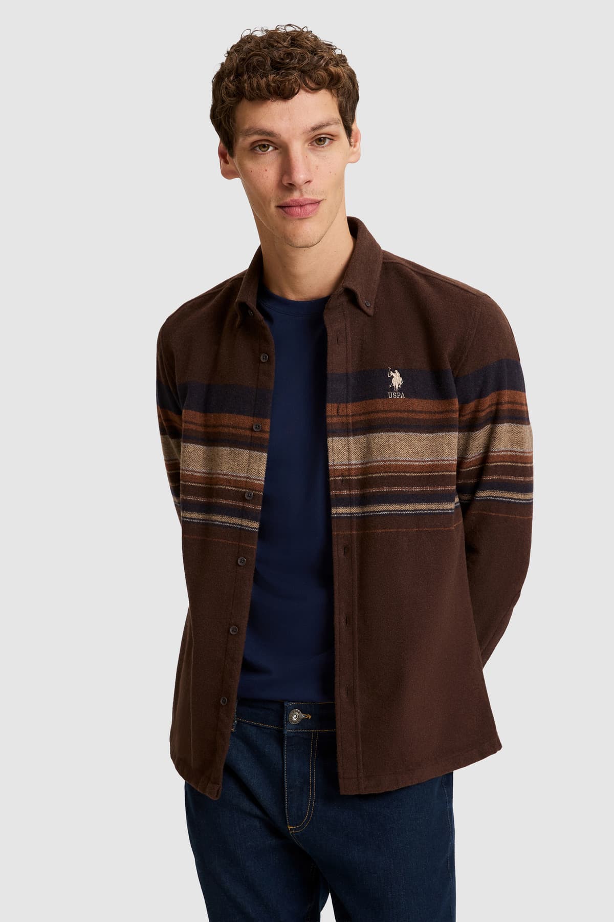 پیراهن مردانه آستینبلند قهوهای تیره U.S. Polo Assn. مدل 50329674-VR084 پیراهن مردانه آستینبلند قهوهای تیره U.S. Polo Assn. مدل 50329674-VR084