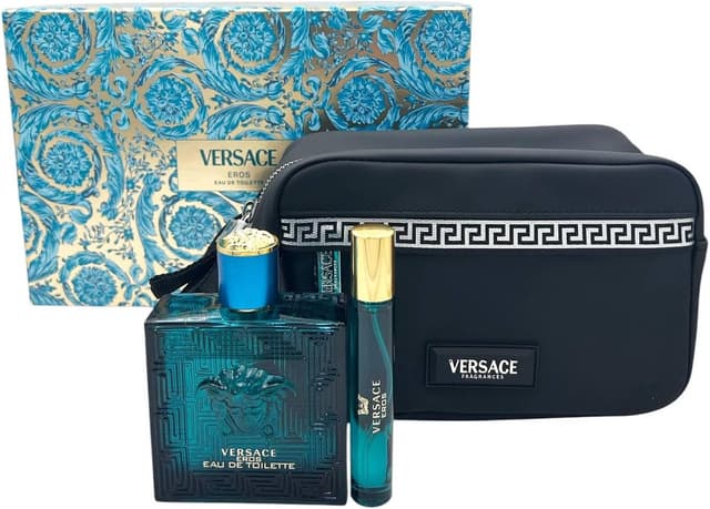 ست هدیه ادوتویلت مردانه Versace Eros 100ml همراه عطر سفری 10ml و کیف کلاچ ست هدیه ادوتویلت مردانه Versace Eros 100ml همراه عطر سفری 10ml و کیف کلاچ