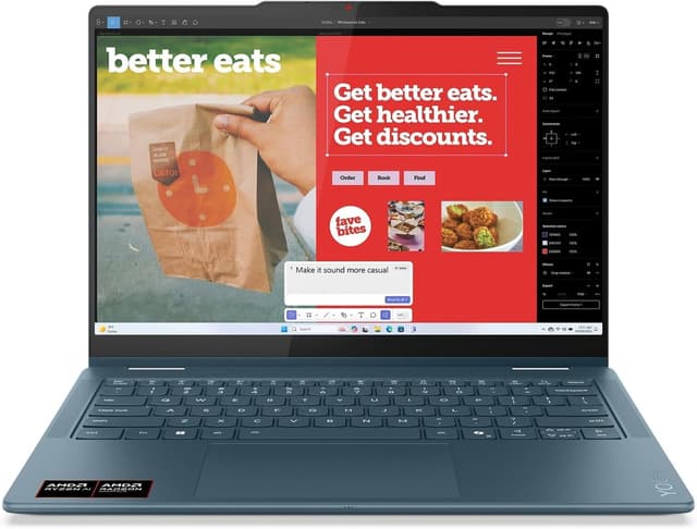 لپتاپ Lenovo Yoga 7 2-in-1 14AKP10 با AMD Ryzen AI 7 350، نمایشگر 14" WUXGA OLED لمسی، 16GB RAM، 1TB SSD، Windows 11 Home، سبزآبی، مدل 83JR00AETR لپتاپ Lenovo Yoga 7 2-in-1 14AKP10 با AMD Ryzen AI 7 350، نمایشگر 14" WUXGA OLED لمسی، 16GB RAM، 1TB SSD، Windows 11 Home، سبزآبی، مدل 83JR00AETR