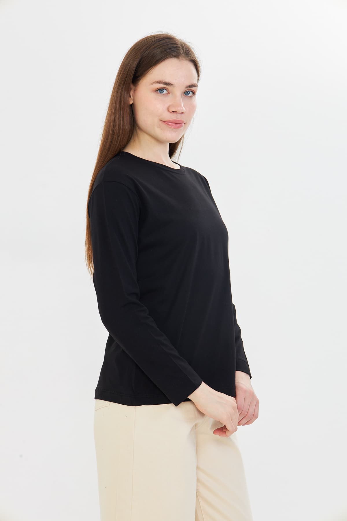 تیشرت آستینبلند یقهگرد زنانه Tight Lady نخی ارگانیک %100 مشکی بافت نرم فیت معمولی و راحت تیشرت آستینبلند یقهگرد زنانه Tight Lady نخی ارگانیک %100 مشکی بافت نرم فیت معمولی و راحت