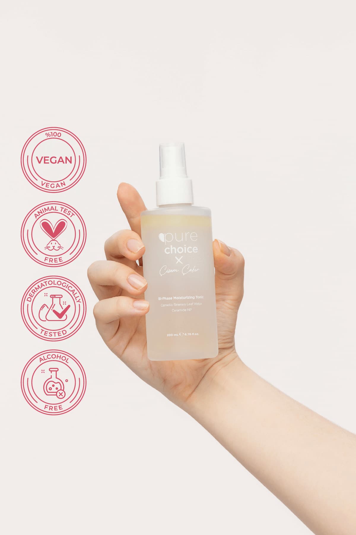 تونر اسپری دوفازی نمرسان Pure Choice X Çisem Çakır 200 ml تونر اسپری دوفازی نمرسان Pure Choice X Çisem Çakır 200 ml