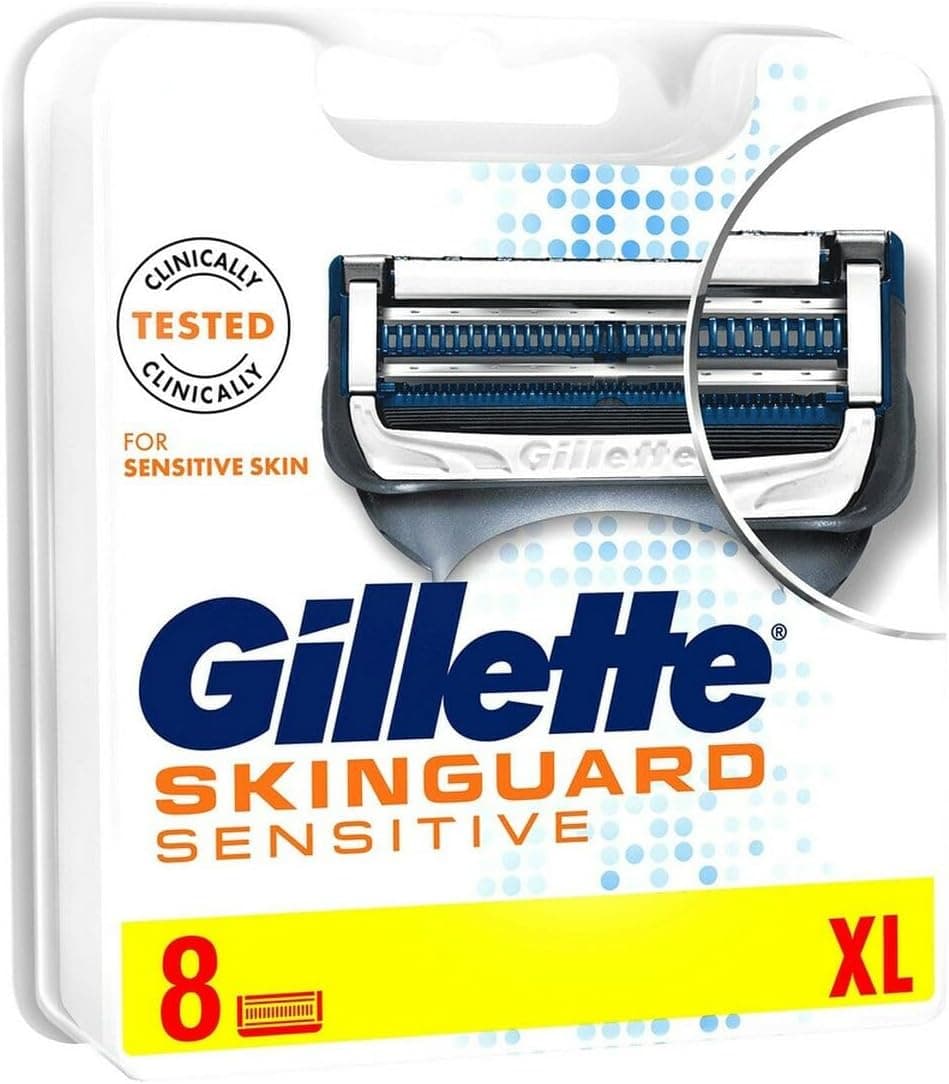 تیغ یدک مردانه Gillette با تریمر دقیق مدل SkinGuard Sensitive بسته 8 عددی تیغ یدک مردانه Gillette با تریمر دقیق مدل SkinGuard Sensitive بسته 8 عددی