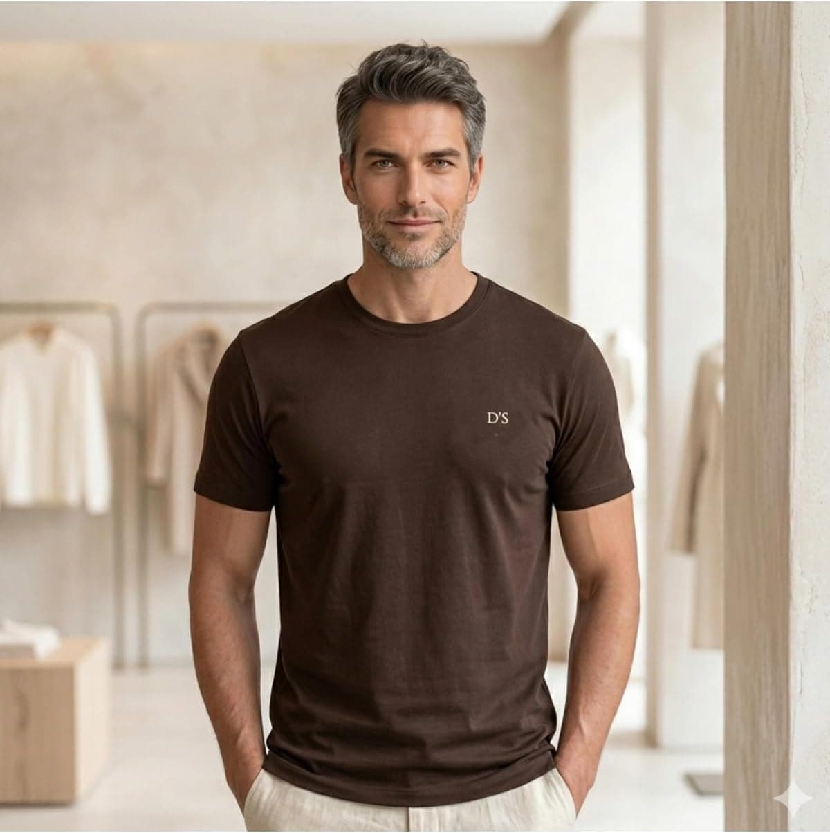 تیشرت مردانه D'S Damat یقه گرد آستین کوتاه نخی الاستیک قهوهای تیره تیشرت مردانه D'S Damat یقه گرد آستین کوتاه نخی الاستیک قهوهای تیره