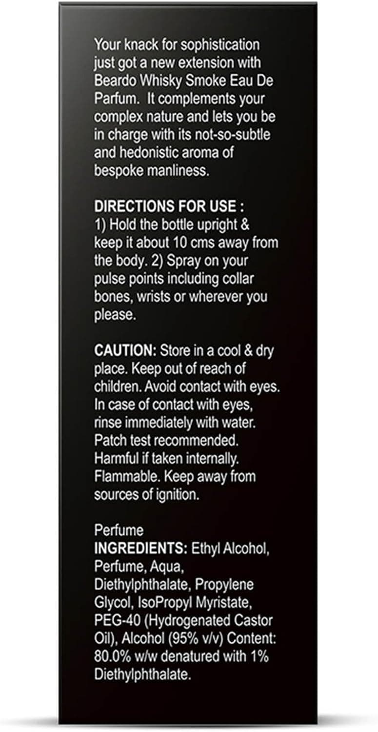 ادوپرفیوم مردانه Beardo مدل Whisky Smoke رایحه ادویهای، چوبی، چرمی، صندل-عود 100ml ادوپرفیوم مردانه Beardo مدل Whisky Smoke رایحه ادویهای، چوبی، چرمی، صندل-عود 100ml