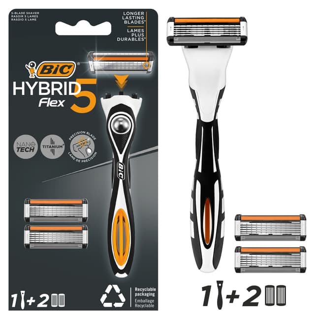 خودتراش مردانه Bic Flex 5 Hybrid، 1 دسته و 2 سری، 5 تیغه خودتراش مردانه Bic Flex 5 Hybrid، 1 دسته و 2 سری، 5 تیغه