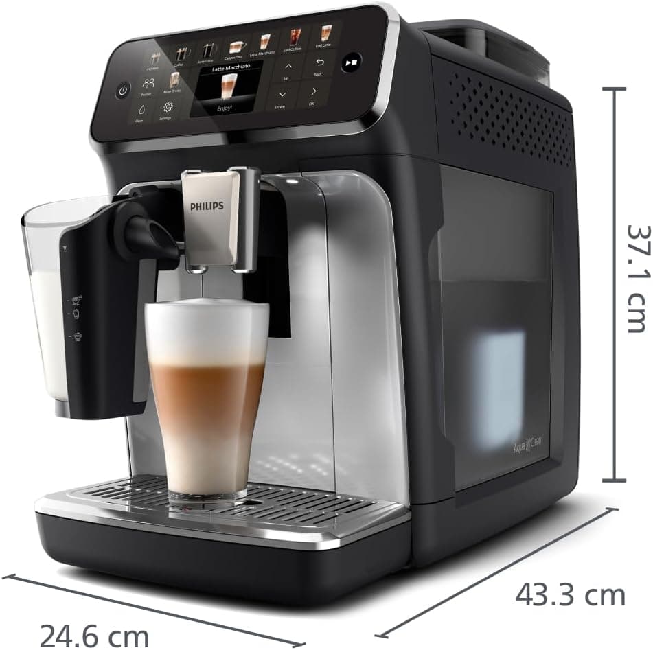 اسپرسوساز تماماتوماتیک PHILIPS سری 5500، 20 نوشیدنی گرم و سرد، سیستم شیر LatteGo، مشکی نقرهای مدل EP5546/70 اسپرسوساز تماماتوماتیک PHILIPS سری 5500، 20 نوشیدنی گرم و سرد، سیستم شیر LatteGo، مشکی نقرهای مدل EP5546/70