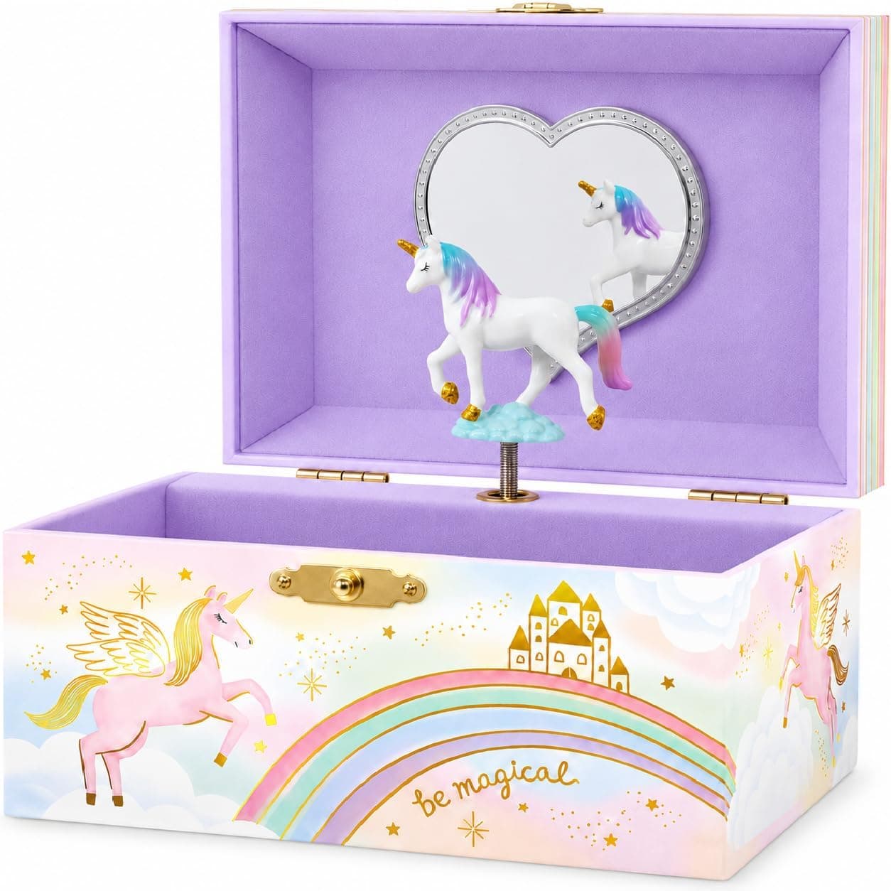 جعبه زیورآلات موزیکال دخترانه Giggle & Honey با تکشاخ چرخان 15,2 x 11,9 x 8,9 cm جعبه زیورآلات موزیکال دخترانه Giggle & Honey با تکشاخ چرخان 15,2 x 11,9 x 8,9 cm