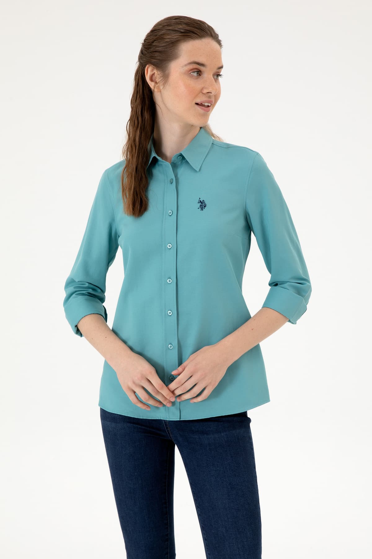پیراهن زنانه U.S. Polo Assn. نعنایی آستین بلند بیسیک مدل 50316711-VR152 پیراهن زنانه U.S. Polo Assn. نعنایی آستین بلند بیسیک مدل 50316711-VR152