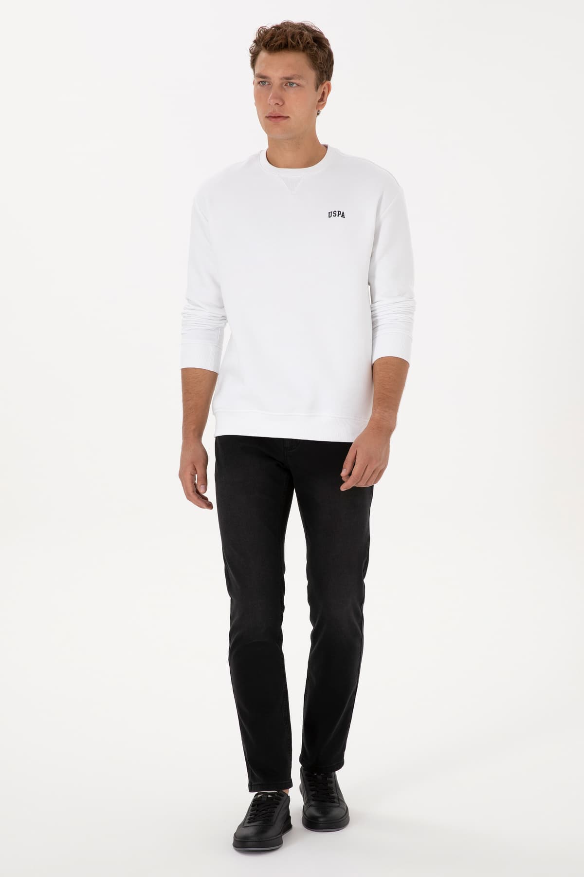 سوئیشرت مردانه U.S. Polo Assn. فیت راحت یقه گرد داخل پرزدار سفید مدل 50313757-VR013 سوئیشرت مردانه U.S. Polo Assn. فیت راحت یقه گرد داخل پرزدار سفید مدل 50313757-VR013