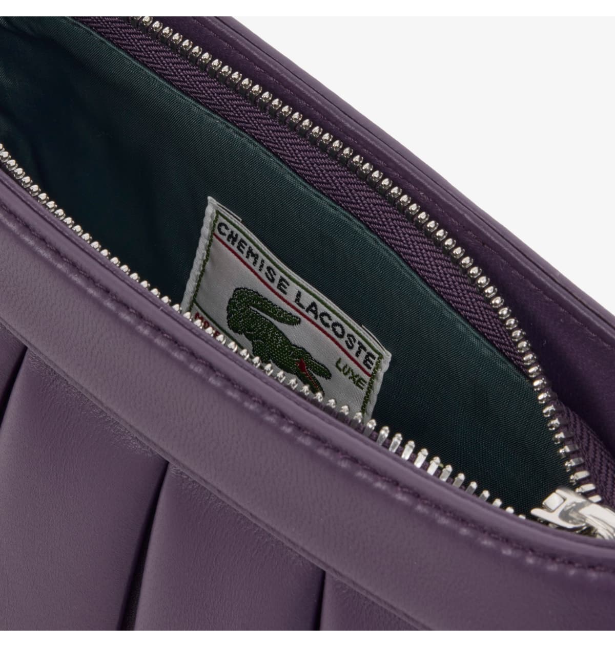 کیف دوشی زنانه Lacoste چرمی بنفش مدل H Lenglen کیف دوشی زنانه Lacoste چرمی بنفش مدل H Lenglen