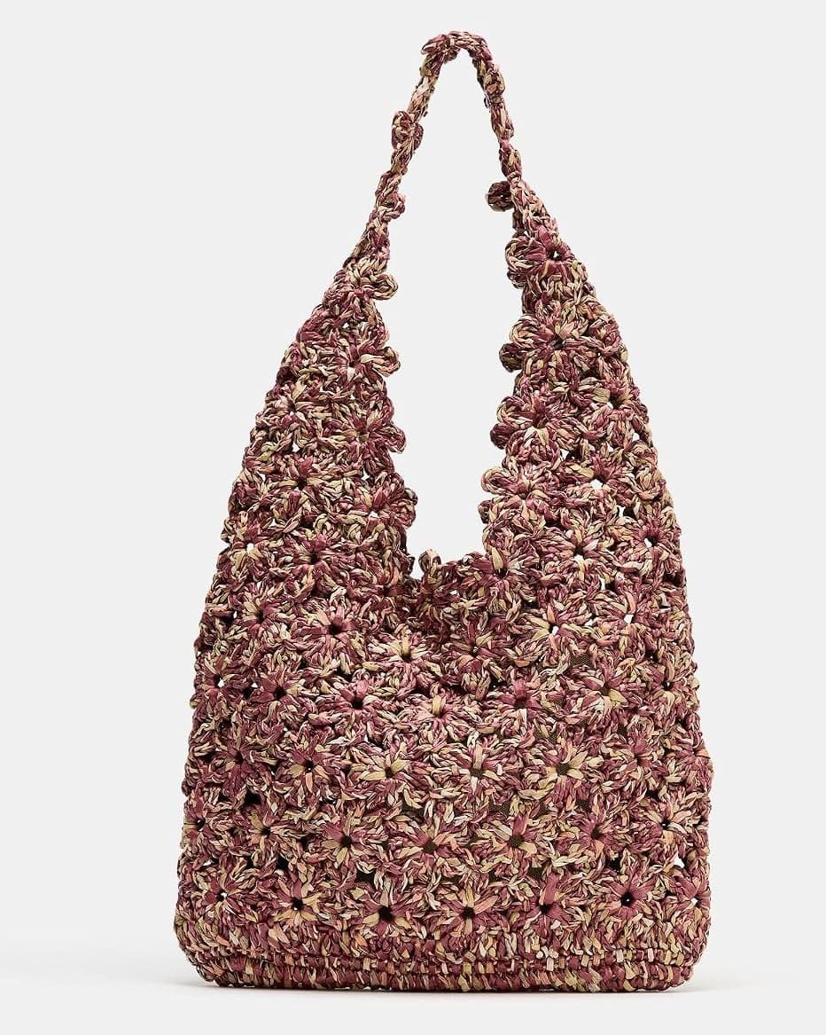 کیف کیسهای زنانه Zara حصیری صورتی سایز استاندارد کیف کیسهای زنانه Zara حصیری صورتی سایز استاندارد