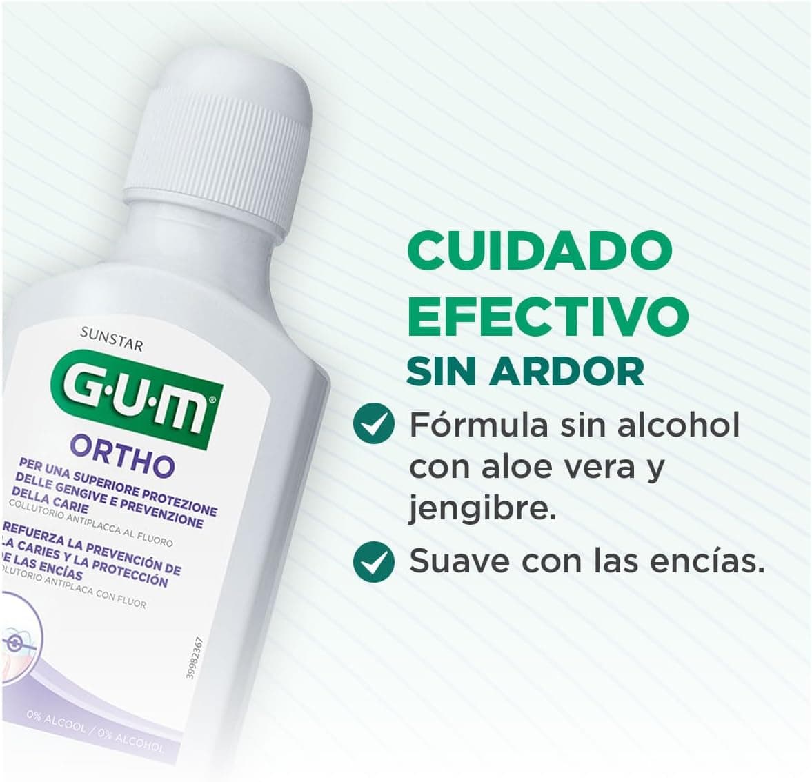 دهانشویه GUM Ortho طعم نعناع ملایم بدون الکل 300ml دهانشویه GUM Ortho طعم نعناع ملایم بدون الکل 300ml