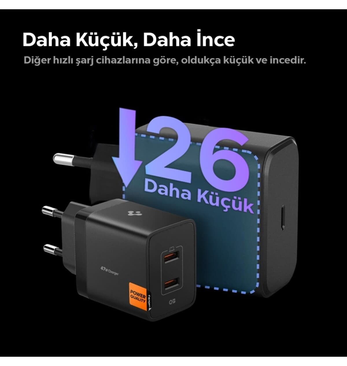 شارژر مینی Spigen 47W دو پورت USB-C Samsung PPS 2.0 مدل ACH09457 شارژر مینی Spigen 47W دو پورت USB-C Samsung PPS 2.0 مدل ACH09457
