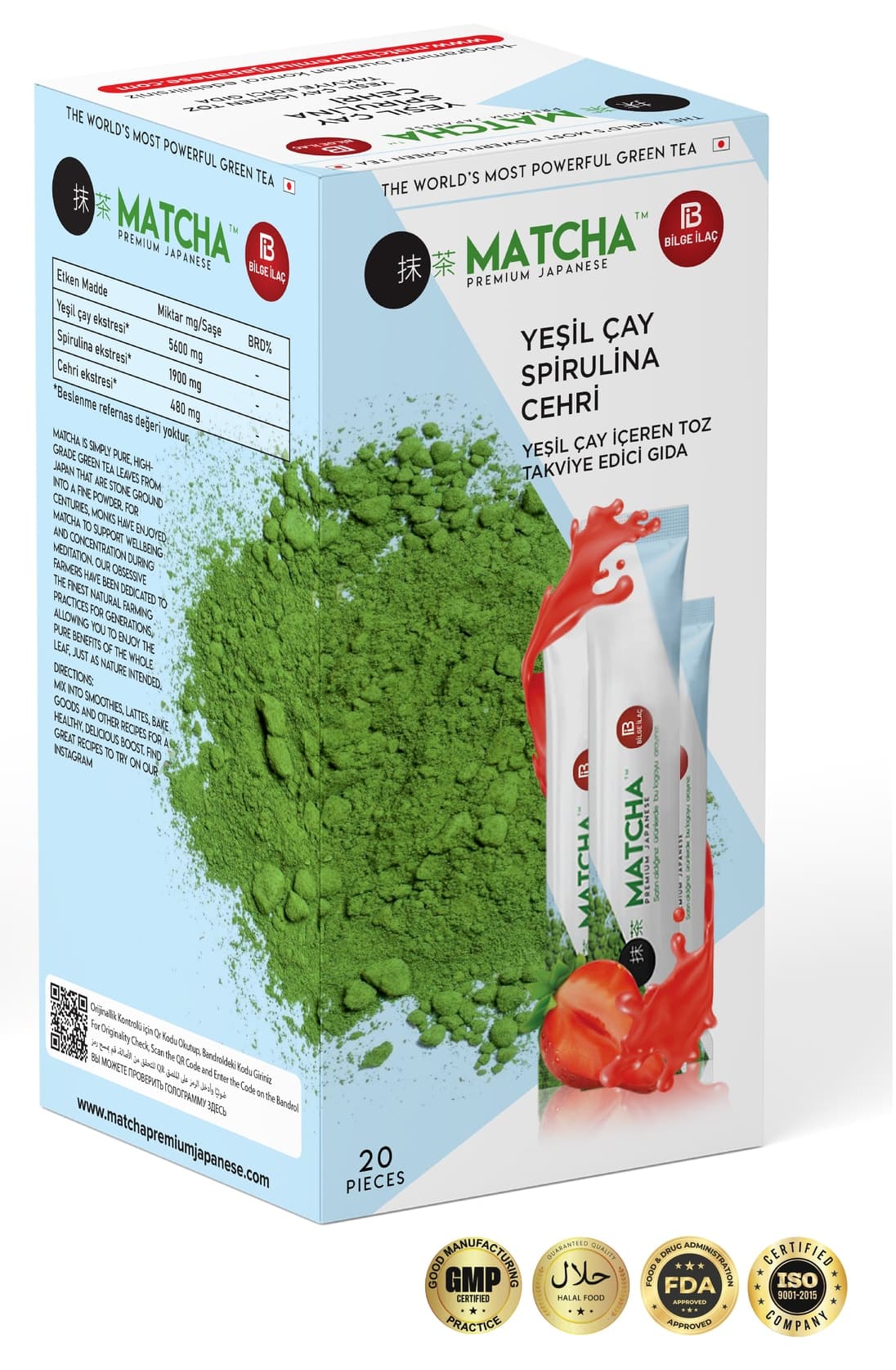 چای ماچا ژاپنی Bilge İlaç با طعم توتفرنگی Detox Burner Form 1 جعبه چای ماچا ژاپنی Bilge İlaç با طعم توتفرنگی Detox Burner Form 1 جعبه