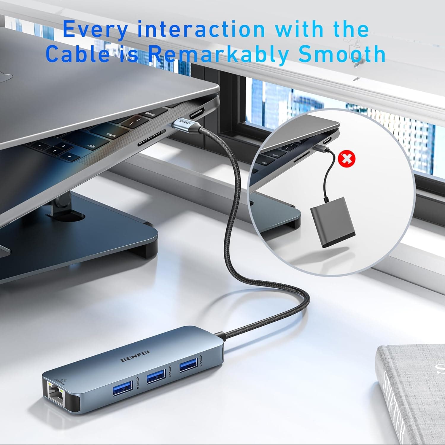 هاب USB-C BENFEI 6 در 1 HDMI 4K@60Hz، Gigabit Ethernet و توان 100W هاب USB-C BENFEI 6 در 1 HDMI 4K@60Hz، Gigabit Ethernet و توان 100W