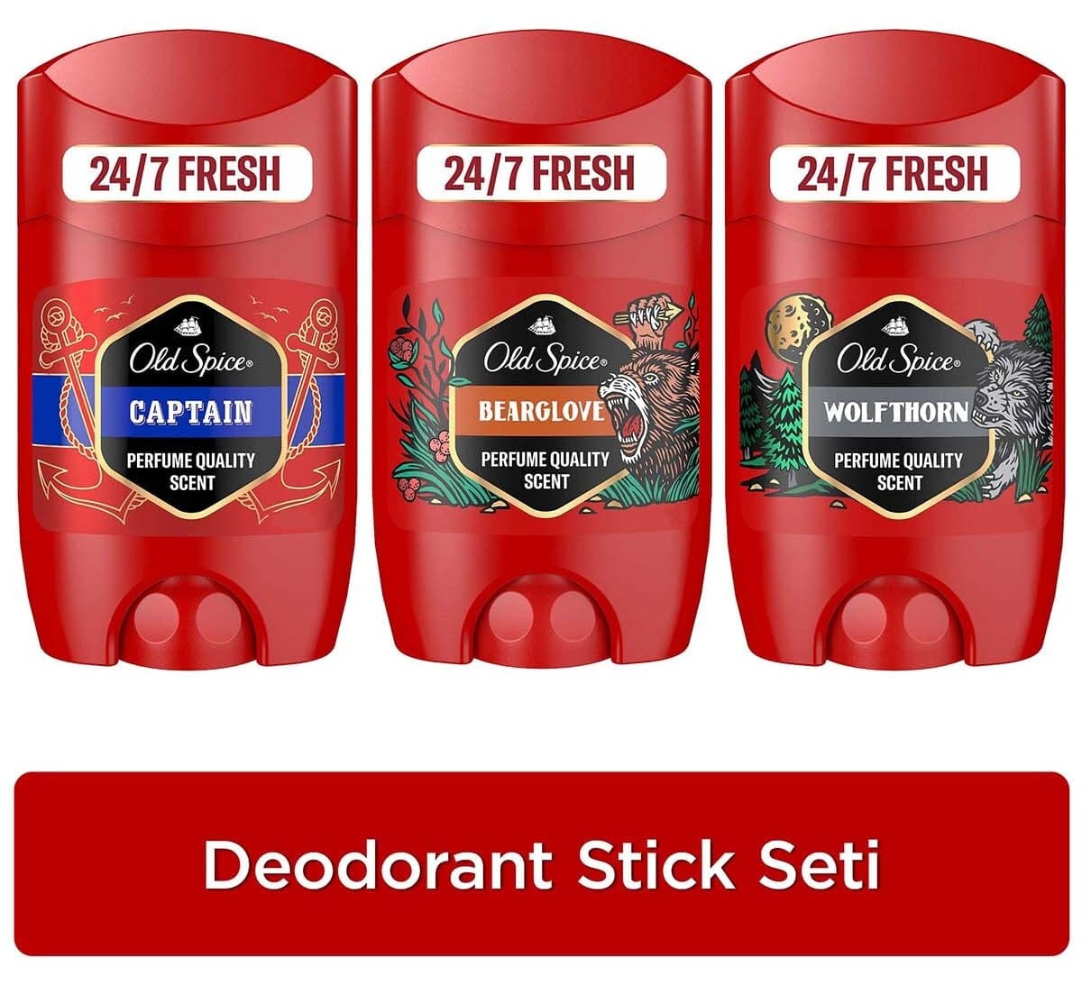 ست دئودورانت استیک مردانه Old Spice Captain 50ml، Wolfthorn 50ml و Bearglove 50ml ست دئودورانت استیک مردانه Old Spice Captain 50ml، Wolfthorn 50ml و Bearglove 50ml
