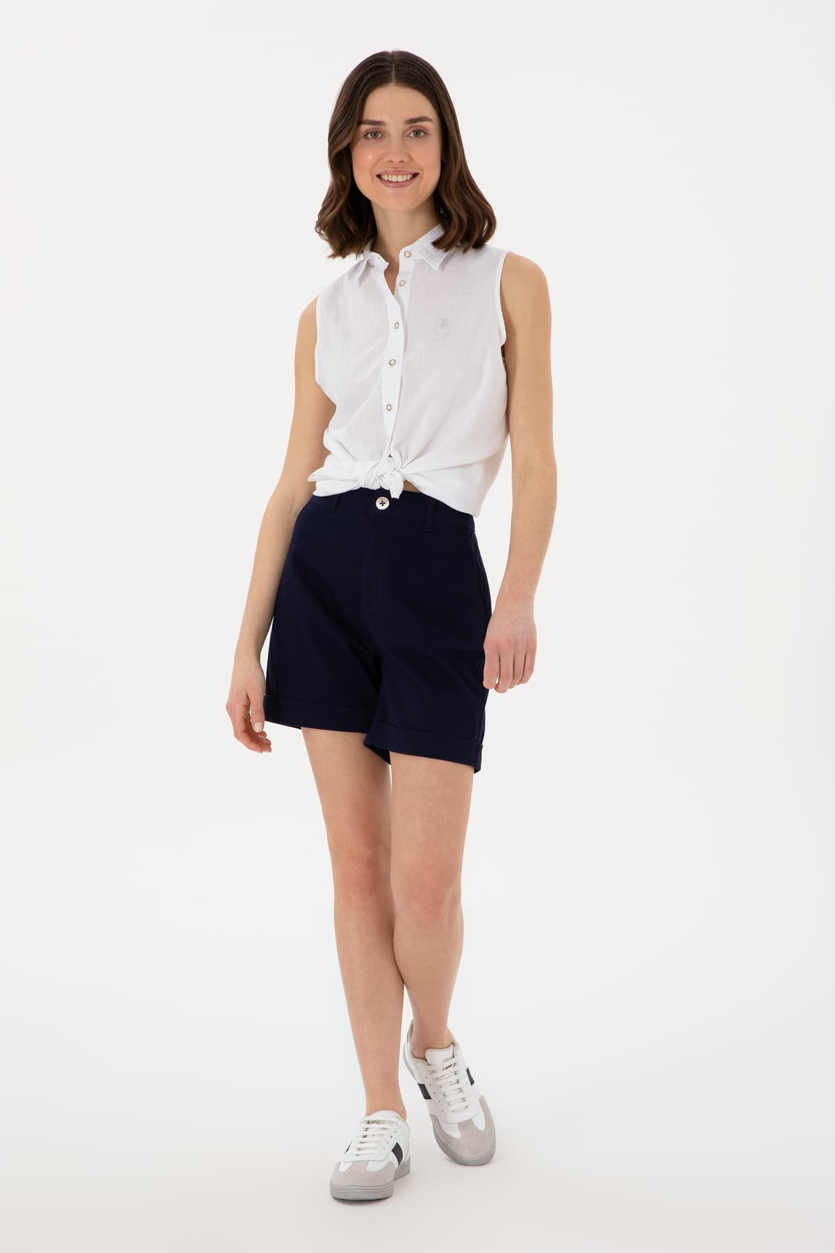 پیراهن زنانه U.S. Polo Assn. کتان مخلوط آستین کوتاه سفید مدل 50298111-VR013 پیراهن زنانه U.S. Polo Assn. کتان مخلوط آستین کوتاه سفید مدل 50298111-VR013