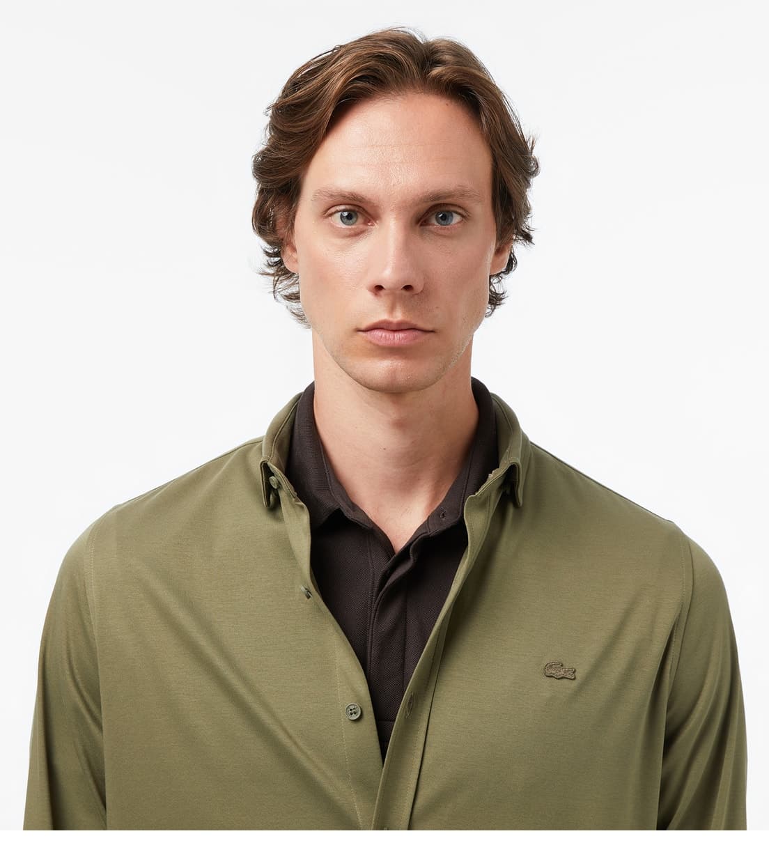 پیراهن مردانه Lacoste اسلیم فیت خاکی پیراهن مردانه Lacoste اسلیم فیت خاکی