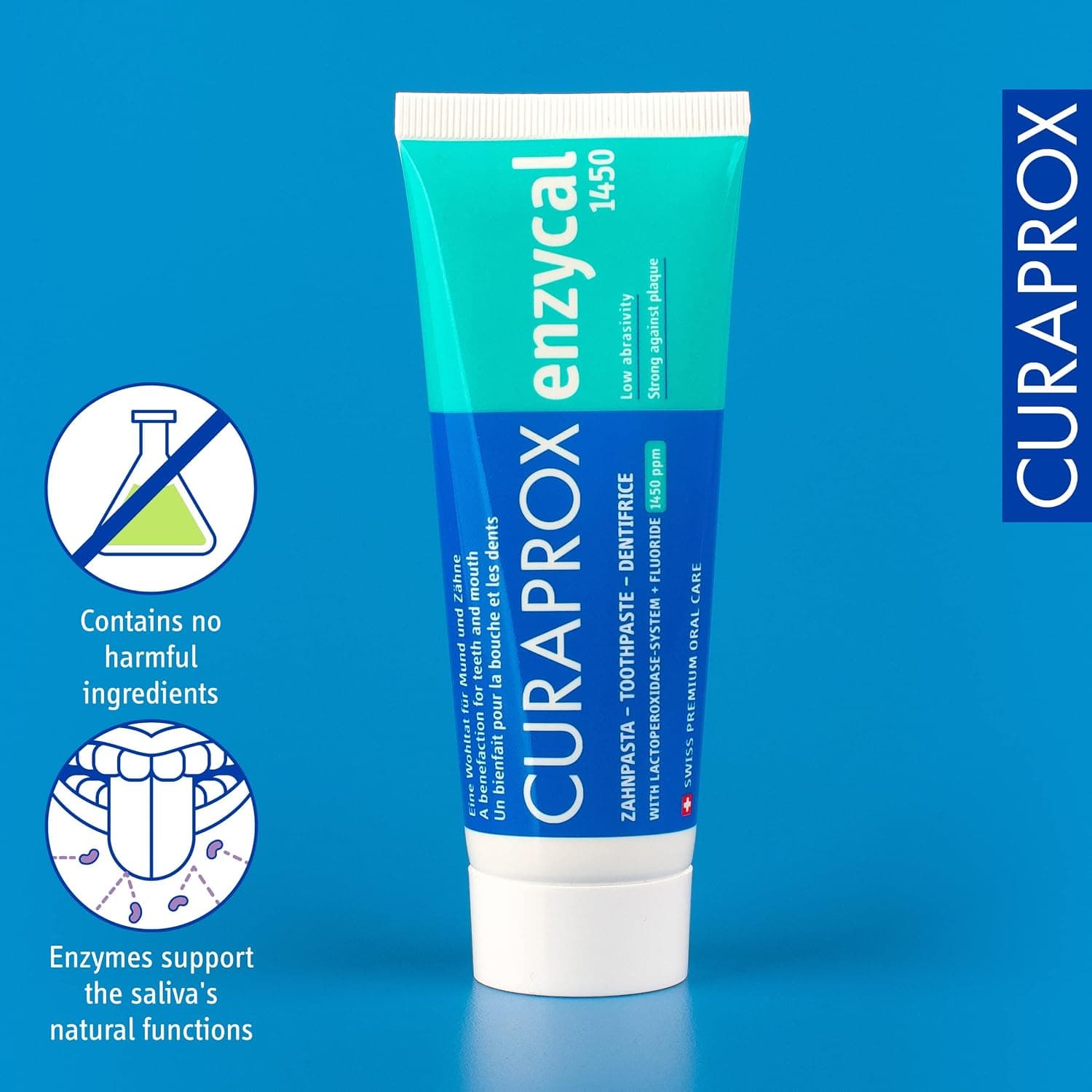 خمیر دندان Curaprox Enzycal 1450 ppm فلوراید بدون SLS 75ml خمیر دندان Curaprox Enzycal 1450 ppm فلوراید بدون SLS 75ml
