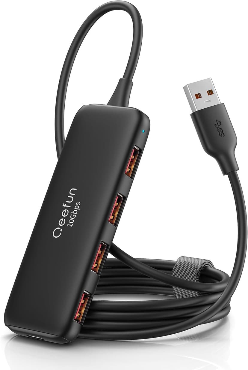 هاب USB Q QEEFUN با ۴ پورت داده USB-A، سرعت 10Gbps و کابل 4ft هاب USB Q QEEFUN با ۴ پورت داده USB-A، سرعت 10Gbps و کابل 4ft