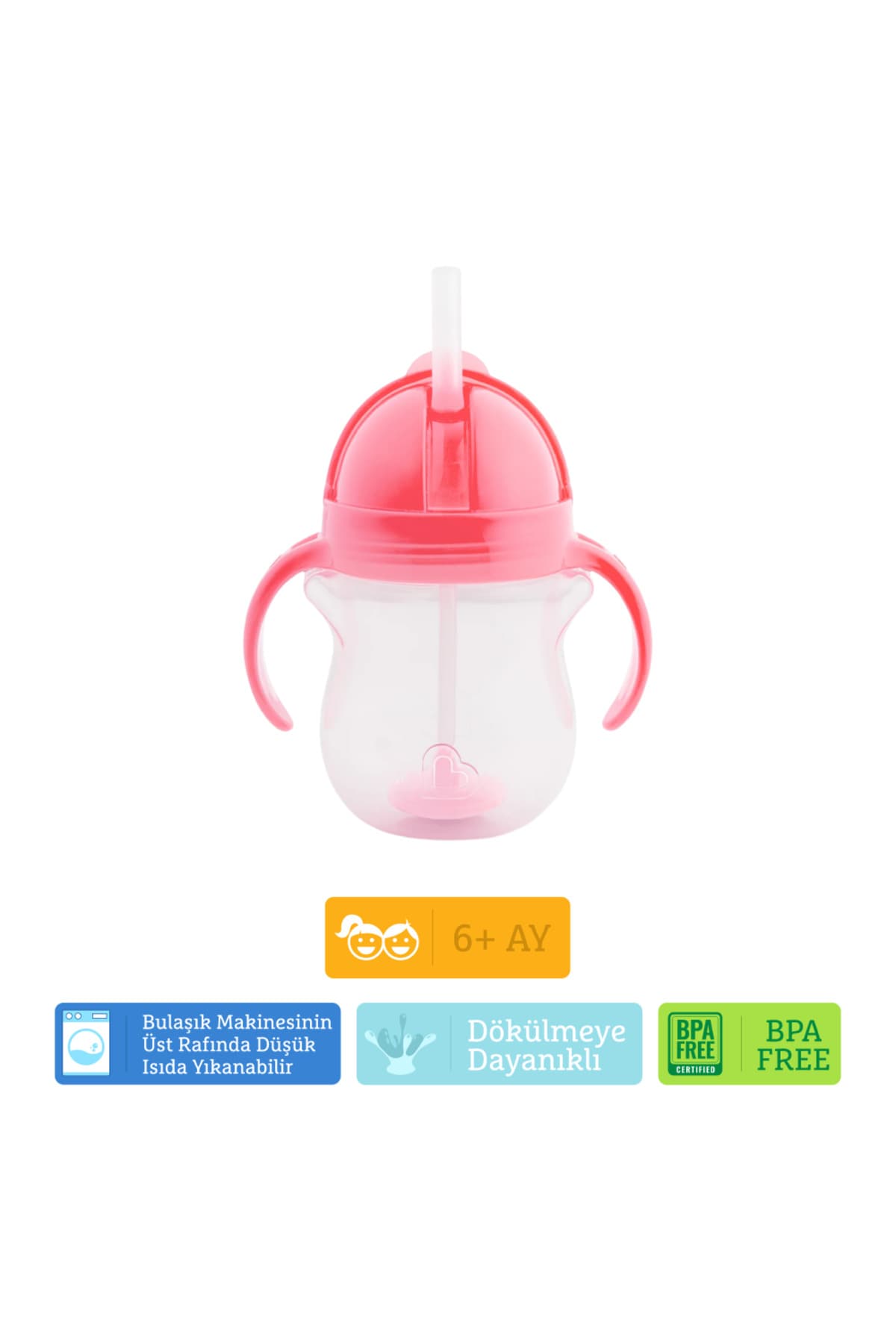 لیوان آموزشی کودک Munchkin با نی سردار و قفل کلیکی، مناسب 6 ماه، 207ml، صورتی، 1 عدد لیوان آموزشی کودک Munchkin با نی سردار و قفل کلیکی، مناسب 6 ماه، 207ml، صورتی، 1 عدد