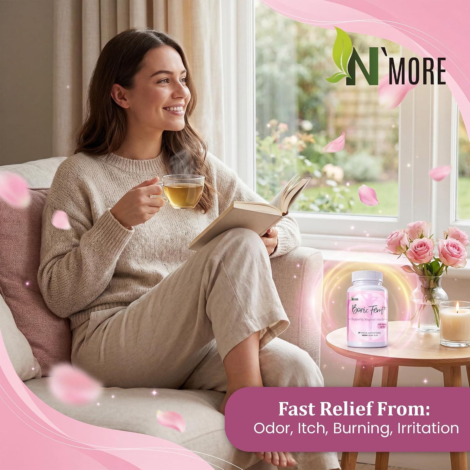 شیاف واژینال اسید بوریک N'More، 30 عدد، 600mg شیاف واژینال اسید بوریک N'More، 30 عدد، 600mg