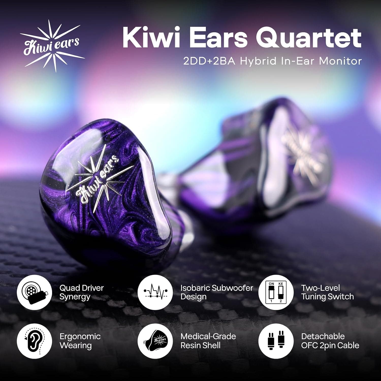 ایرفون درونگوش Linsoul هیبرید مدل Kiwi Ears Quartet 2DD+2BA ایرفون درونگوش Linsoul هیبرید مدل Kiwi Ears Quartet 2DD+2BA